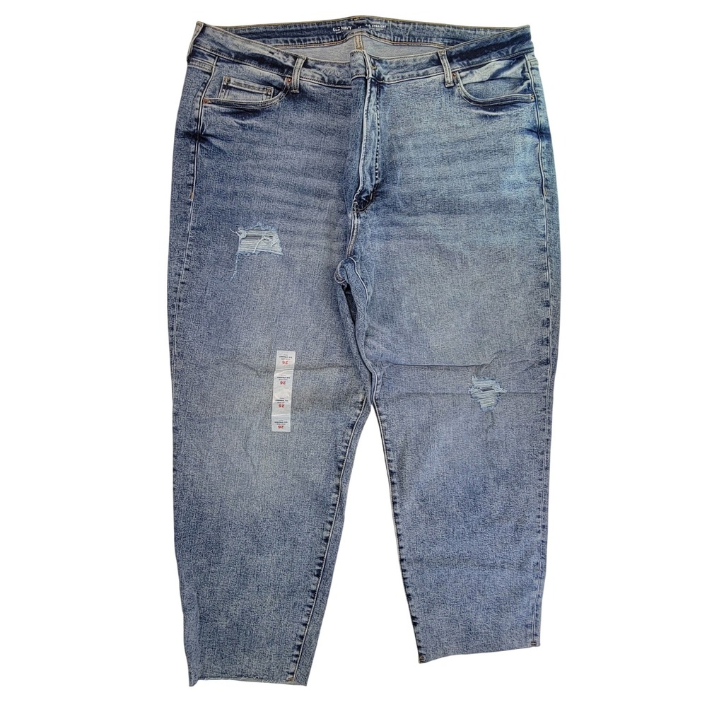 Old Navy‎ Womens Jeans Size 26 Blue OG Straight Extra Stretch Distressed
